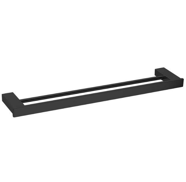 Bianca Black Double towel rail 600-900mm - Bayside Bathroom