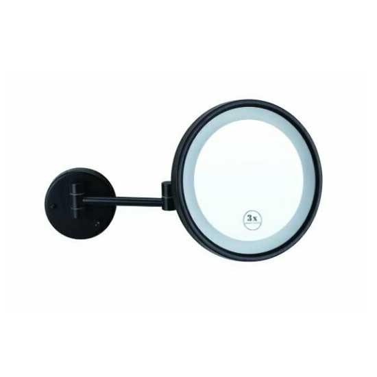 Black Wall Mounted 3 x Magnifying Mirror