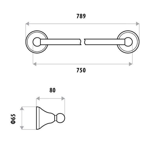 Byron Single Towel Rail - Bayside Bathroom