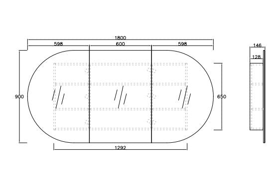 Chloe Curved 1800 Mirror Cabinet