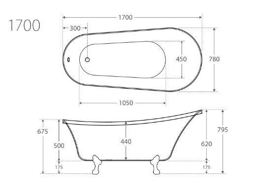 Clawfoot Freestanding bath 1500/1700mm - Bayside Bathroom