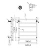 Cubo Black 620 Square 6 Bar Heated Towel Rail