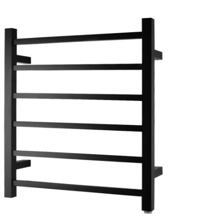 Cubo Black 620 Square 6 Bar Heated Towel Rail