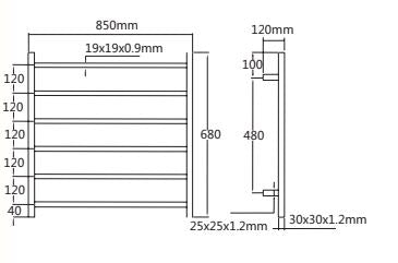 Cubo 850 Heated Towel Rail