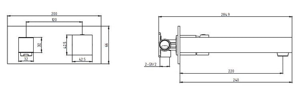 Cubus Wall Mixer W/ Spout