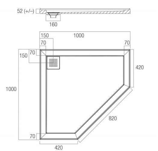 Louve Neo Angle Pivot Shower Screen & base 900-1000