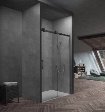 Eden Front Only Sliding Showerscreen- Matte Black