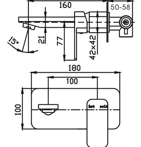 Elegant Wall mixer w/ Spout- Chrome
