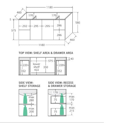 Fingerpull 1200mm Wall Hung Vanity