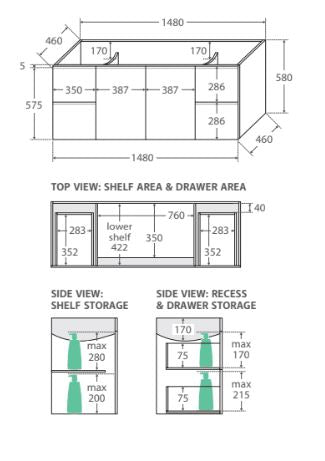 Fingerpull 1500mm Wall Hung Vanity