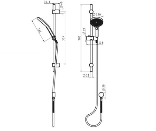 Gabe Brushed Nickel Shower Rail