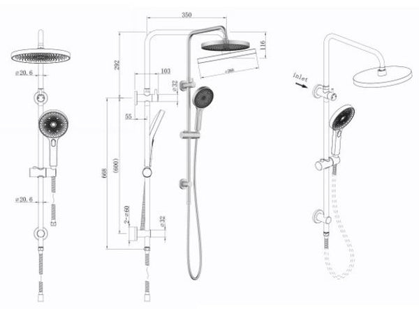 Gabe Brushed Brass Shower Set
