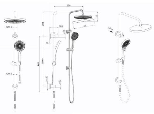 Gabe Gunmetal Shower Set