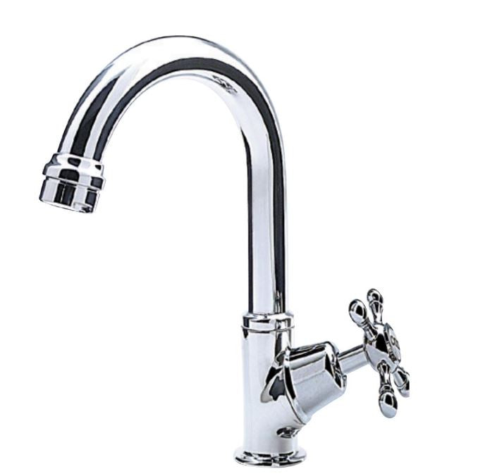Gooseneck Tap With Cross Handle And Button