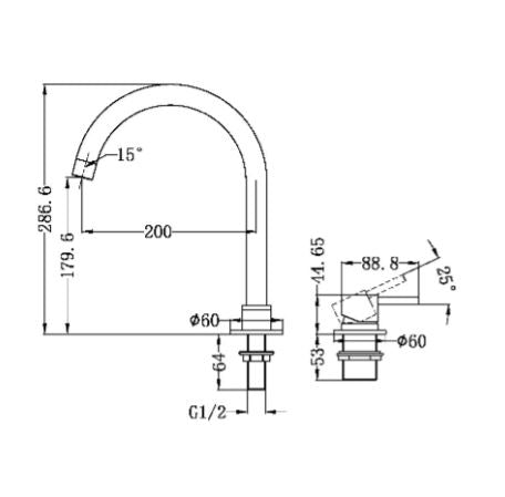 Mecca Hob Basin Mixer And Spout (Round Spout)