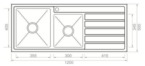 Impact 1200 1 & 3/4 Bowl Kitchen Sink