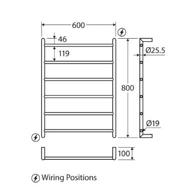 Kaya 600x800mm Heated Towel Rail Brushed Brass