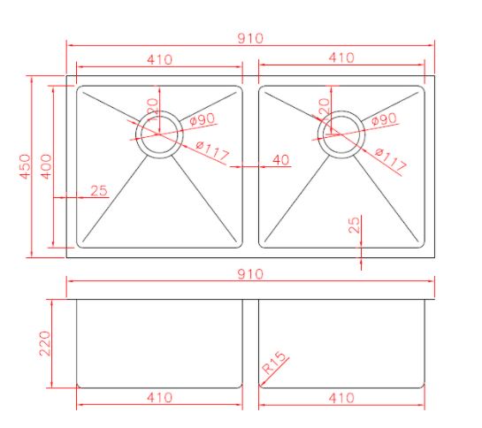 Kube 910 Double Bowl Sink