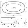 Leslie Matte Black & White Freestanding Bath 1500mm-1700mm