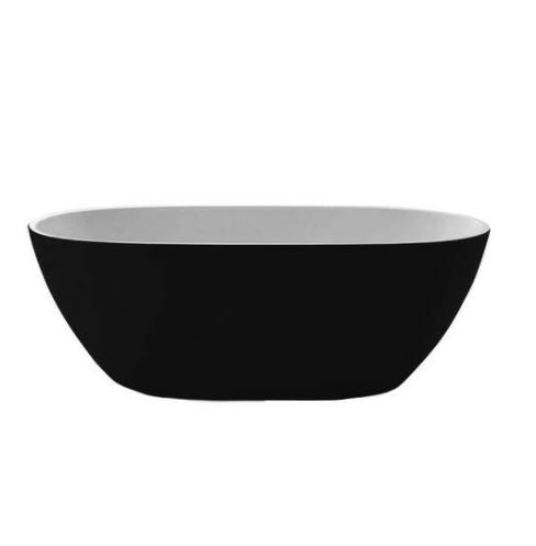 Leslie Matte Black & White Freestanding Bath 1500mm-1700mm