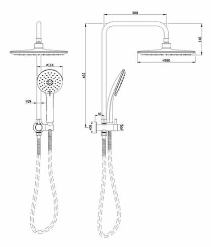 Loui Mini Twin Shower set- Matte Black