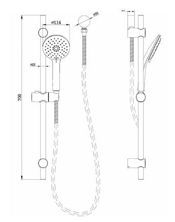 Loui Shower rail- chrome