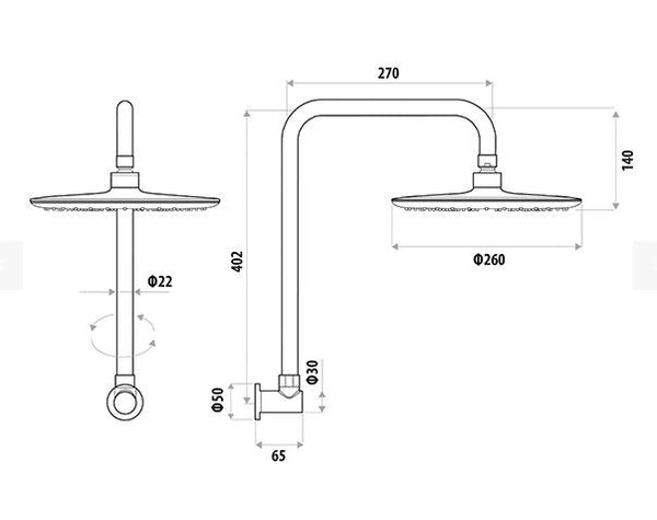 Loui Matte Black Wall Shower