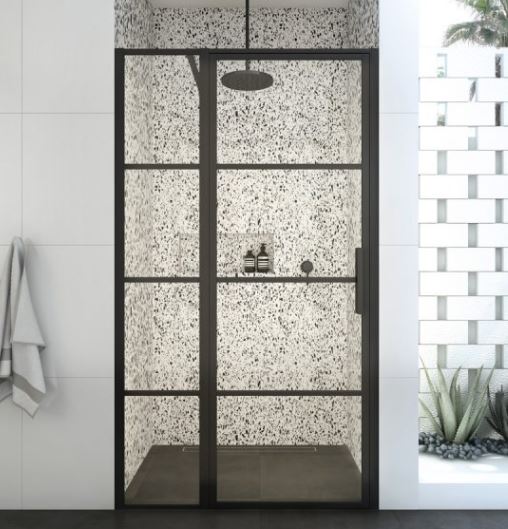 Manhattan Front Only Black Framed Showerscreen