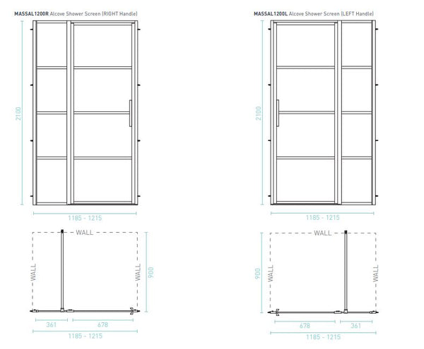 Manhattan Front Only Black Framed Showerscreen