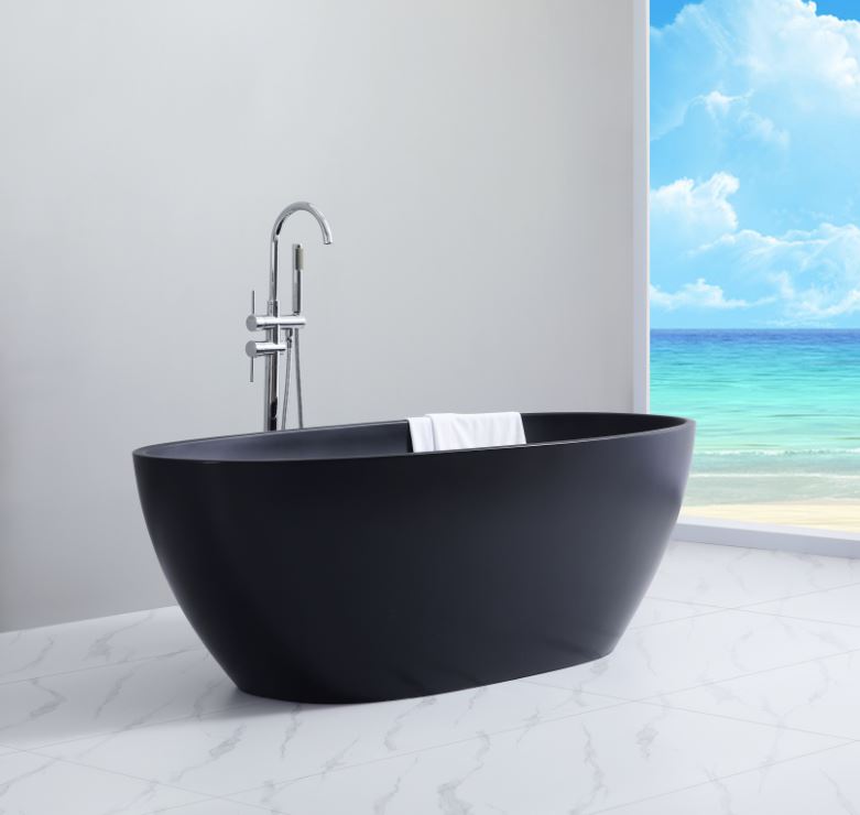 Leslie 1500mm Matte Black Freestanding Bath