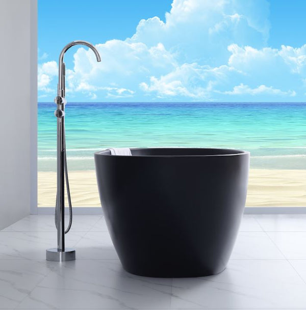 Leslie 1500mm Matte Black Freestanding Bath