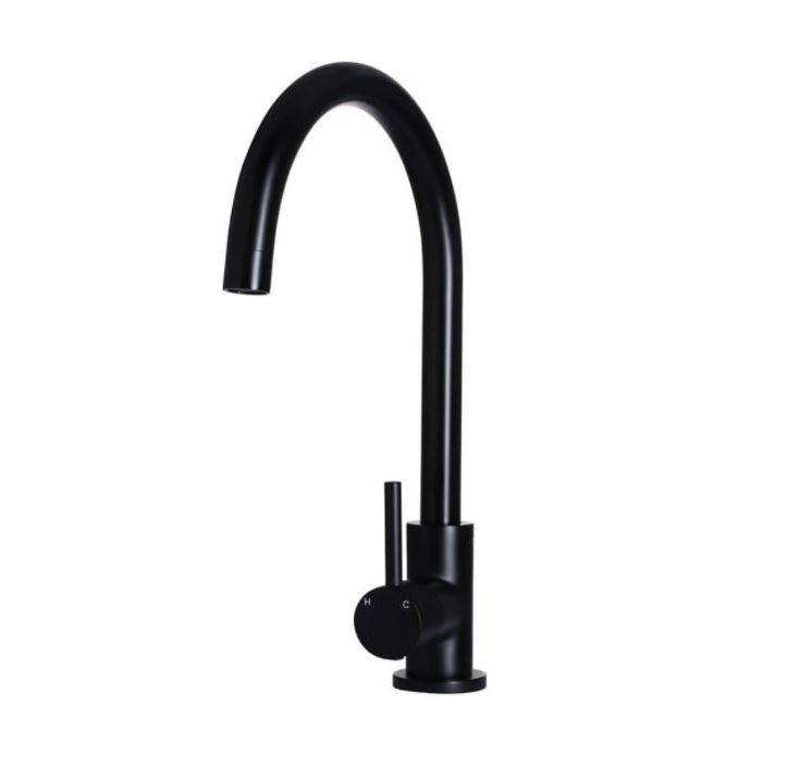 Meir Matte Black Round Kitchen Mixer - Bayside Bathroom