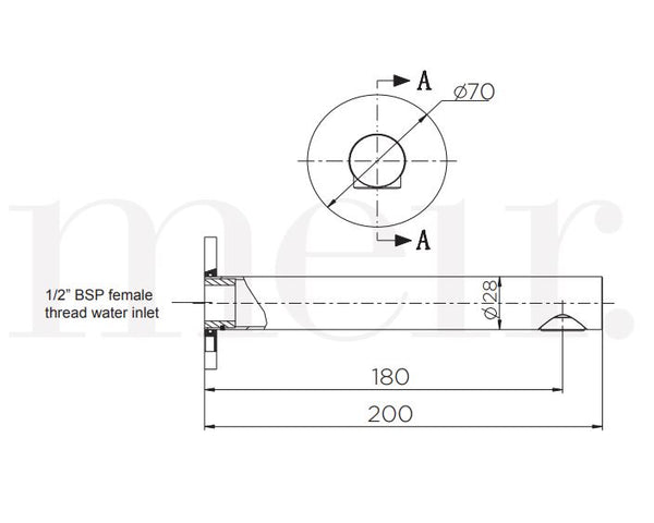 Meir 200mm Round Bath Spout- Matte Black