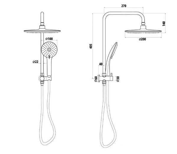 Elle Stainless Steel Twin Shower