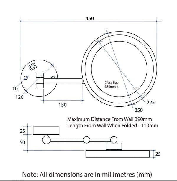 Brushed Nickel Wall Mounted 3X Magnifying Mirror