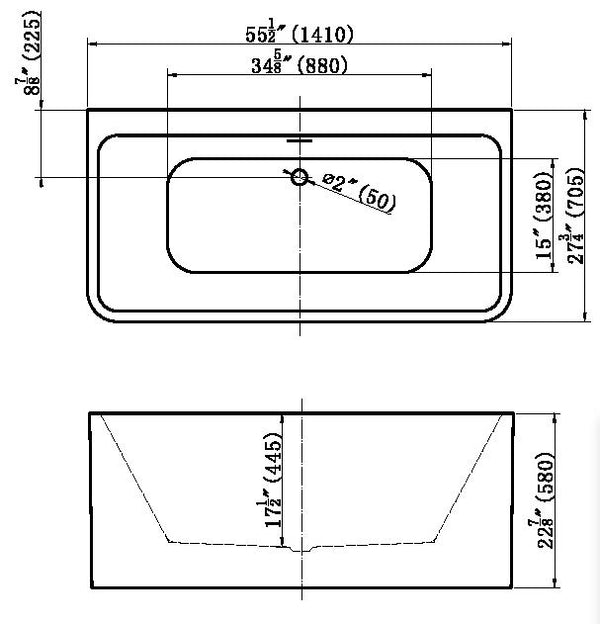 Monarco Back To Wall Bath 1400-1700mm