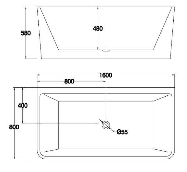 Monarco Back To Wall Bath 1400-1700mm