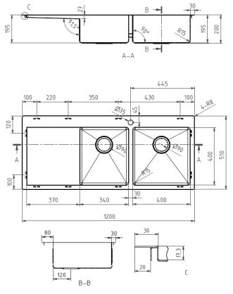 Select 1200 1 & 1/2 Bowl Kitchen Sink With Drainer