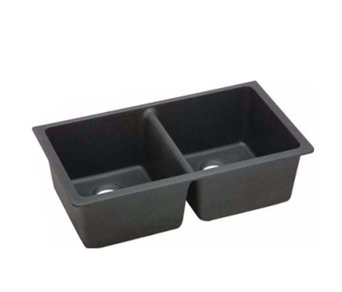 NEW ROXY 838 Black Granite Double Bowl Sink