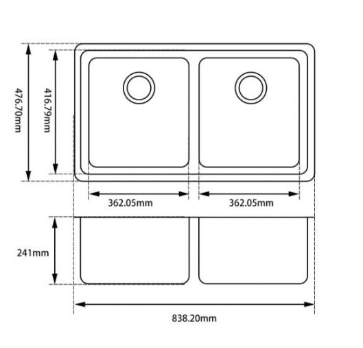 NEW ROXY 838 Black Granite Double Bowl Sink