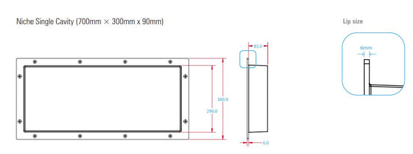 700mm x 300mm Shower Niche