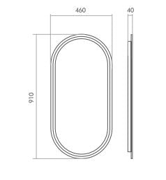Oval 460 x 910 Gunmetal Framed Mirror