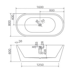 Oval Freestanding Bath 1370-1700mm