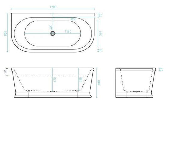 Oxford 1700 Back To Wall Bath - Bayside Bathroom