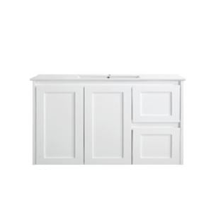 Quinn 900mm Matte White Wall Hung Vanity