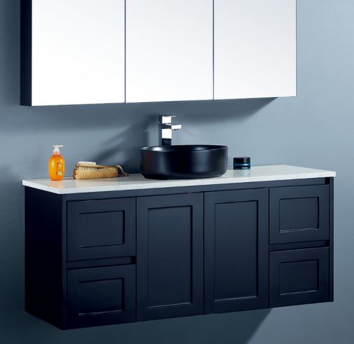 Quinn 1200mm Matte Black Wall hung Vanity
