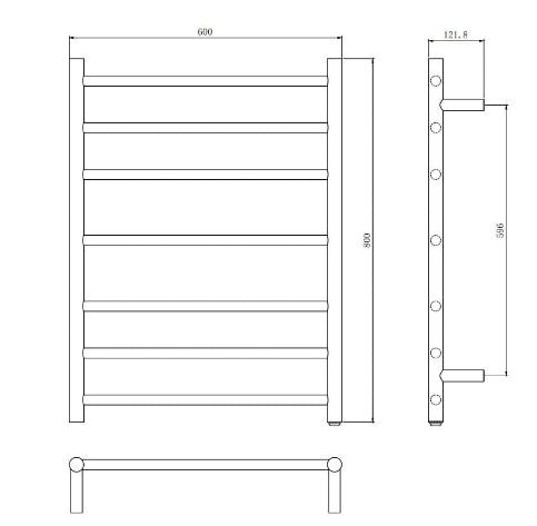 Rondo Black 600 Round 7 Bar Heated Towel Rail