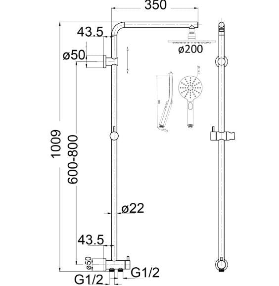 Rondo Double Hose Shower Set