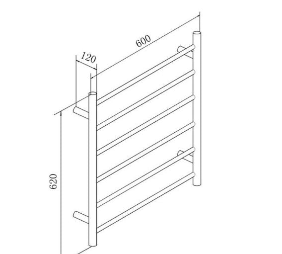 Rondo Black 600 Round 6 Bar Heated Towel Rail