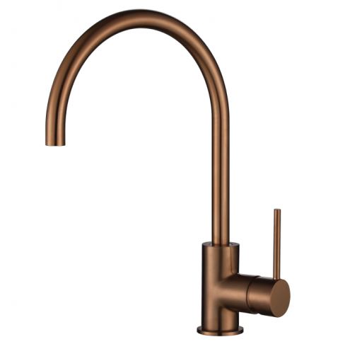 Round Mini Gooseneck Sink Mixer- Brushed Rose Gold